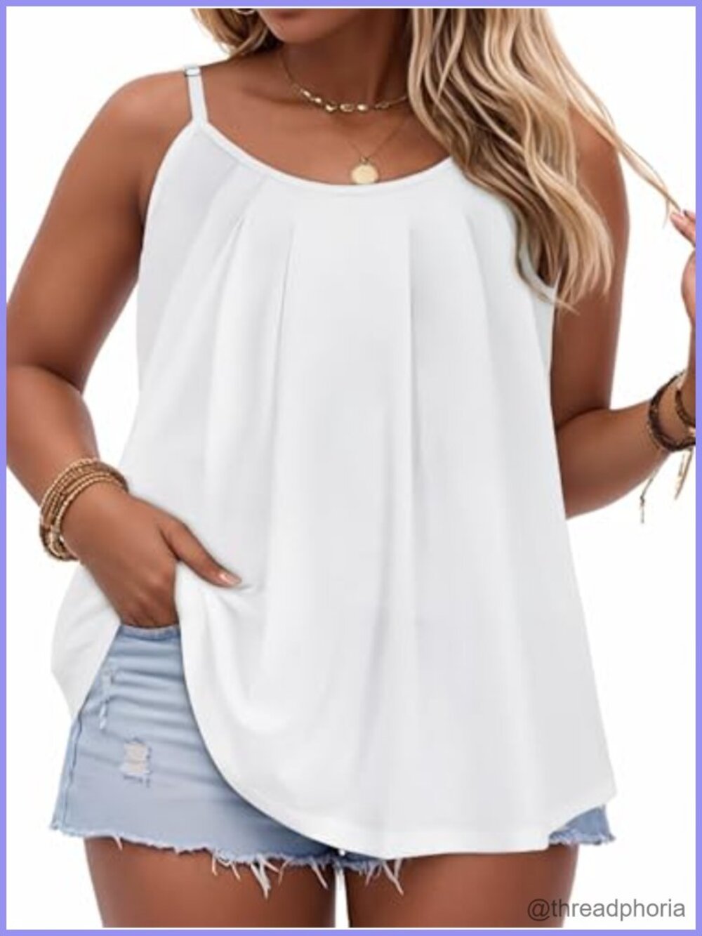 Plus Size Spaghetti Strap Tank Top Flowy Summer Tunic